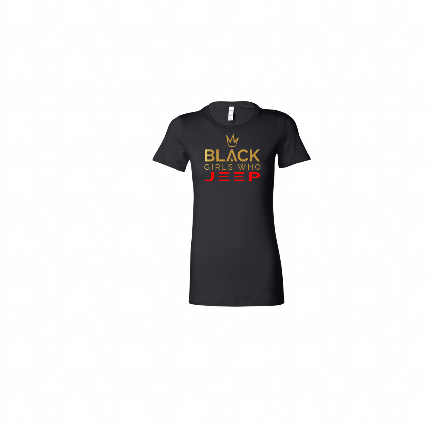 Black Girls Who Jeep Tee - Midnight Blacktop (Gold Crown / Gold Logo / Red JEEP)