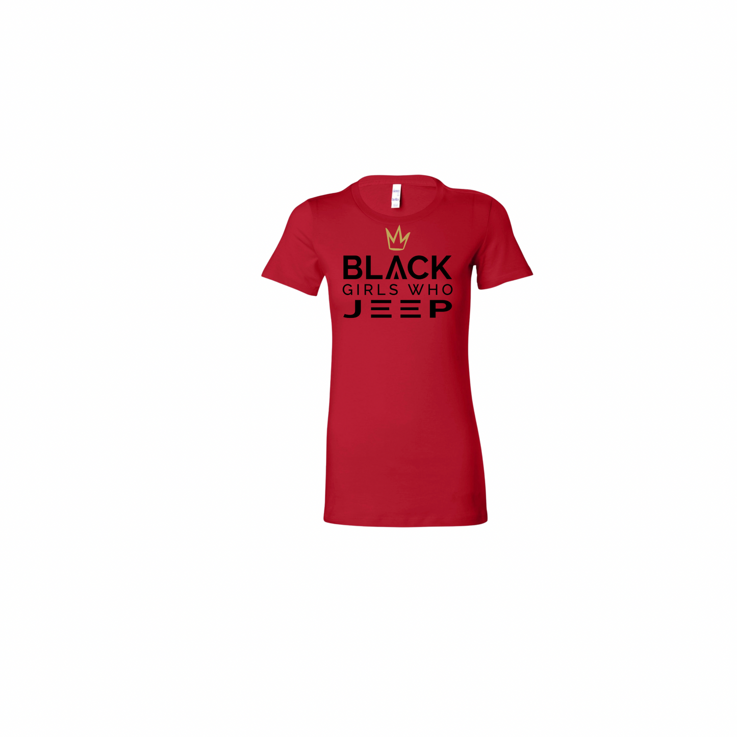 Black Girls Who Jeep Tee - Ruby Red (Gold Crown / Black Logo / Black JEEP)