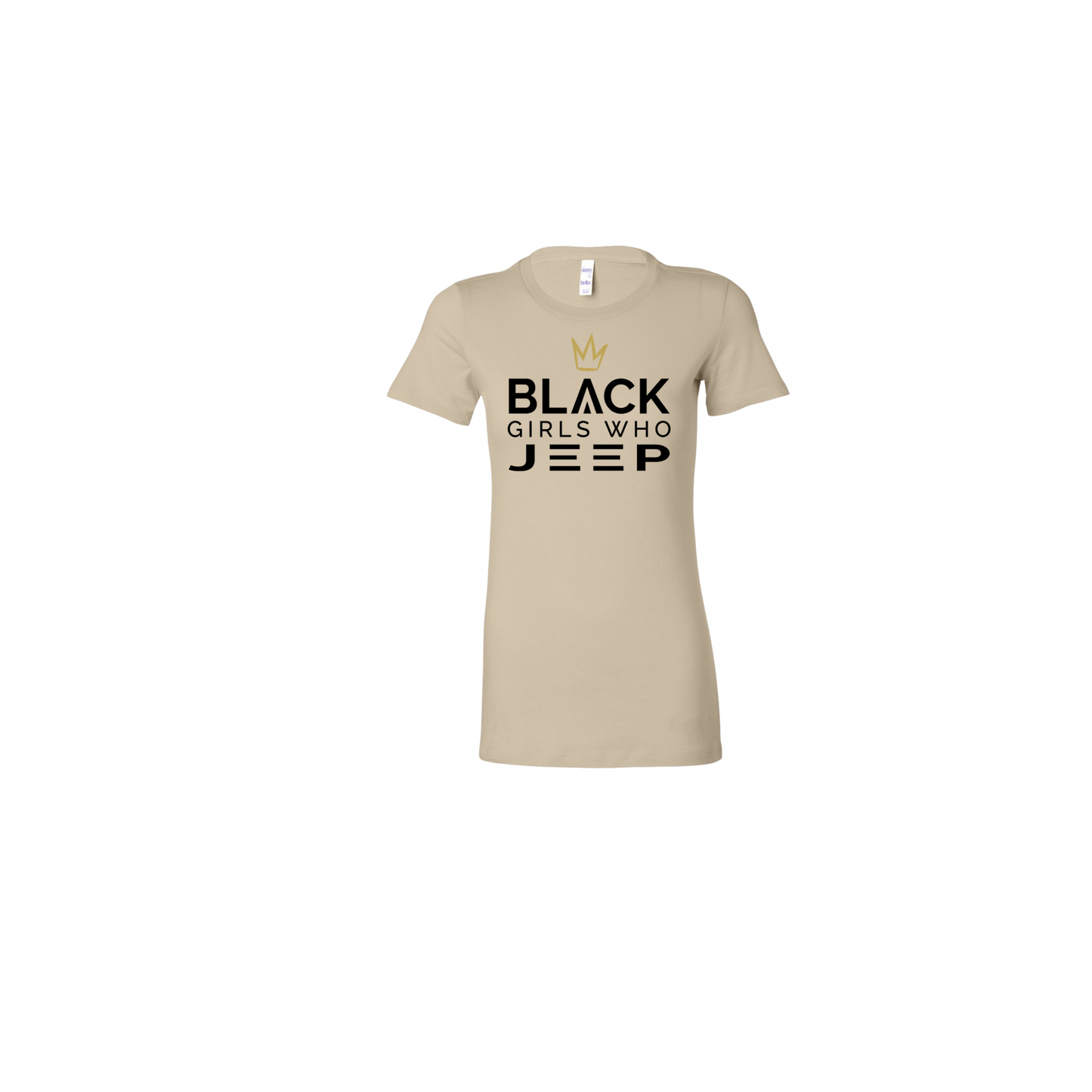 Black Girls Who Jeep Tee - Desert Cream (Gold Crown / Black Logo / Black JEEP)