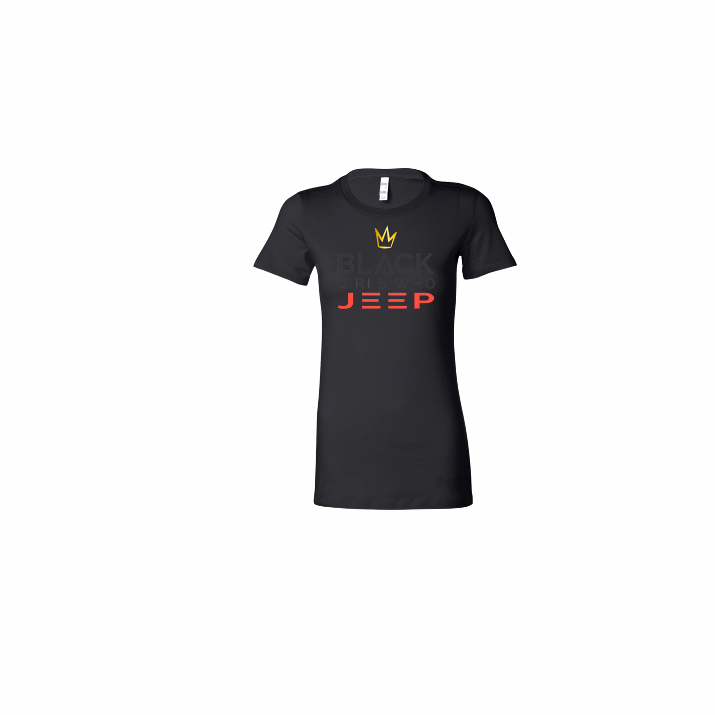 Black Girls Who Jeep Tee - Midnight Blacktop (Gold Crown / Black Logo / Red JEEP)