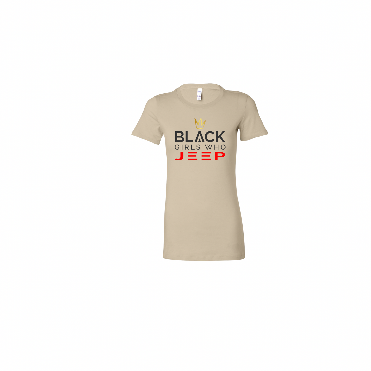 Black Girls Who Jeep Tee - Desert Cream (Gold Crown / Black Logo / Red JEEP)